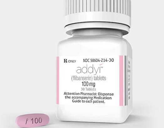 Addyi (flibanserin tabletten van 100mg). Bron: www.addyi.com